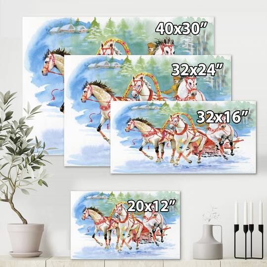 Designart - Galoping Horses With Carriage In The Snow